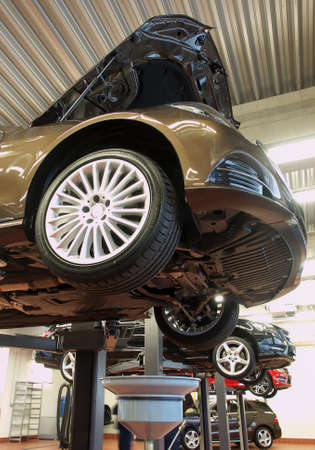 Modern car on huge jackのeditorial素材