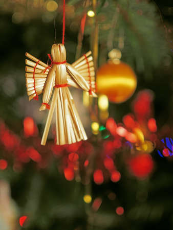 Christmas still life with angelの写真素材