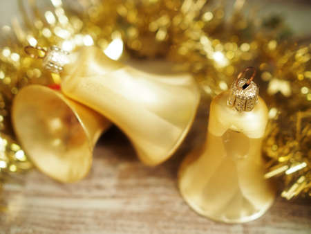 Christmas still life with bellsの写真素材