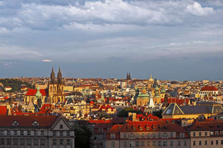 view of Old Town in Prague from Hanavelsky Pavilon, Prague, Czech Republicの写真素材