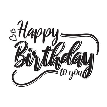 Happy Birthday lettering text banner, black color. Vector illustrationのイラスト素材