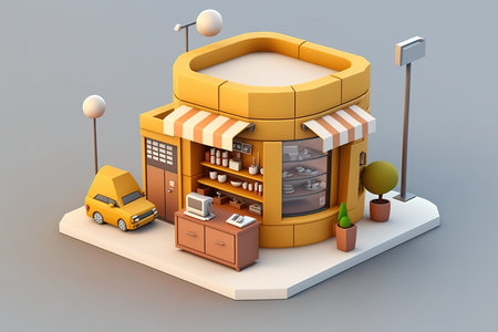 3d render shop icon with isolated background Generative ai