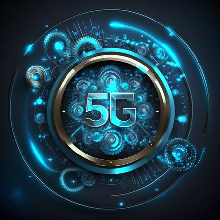 5g blue tech background modern luxury Generative aiの素材