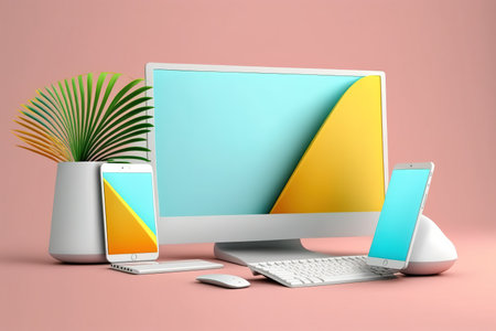 Digital device blank mockup isolated background generative aiの素材