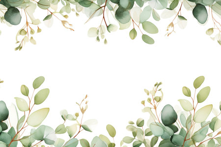 Watercolor floral frame border with leaves and rosesの素材