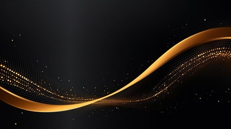 luxury black background with golden line elementの素材