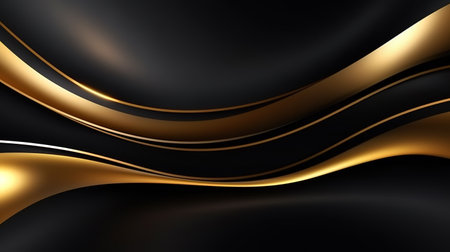 luxury black background with golden line elementの素材
