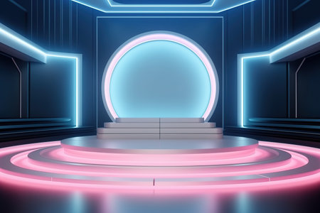 futuristic and luxury empty stage center clean backgroundの素材