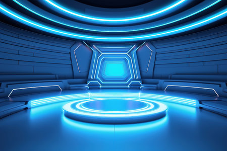 futuristic and luxury empty stage center clean backgroundの素材