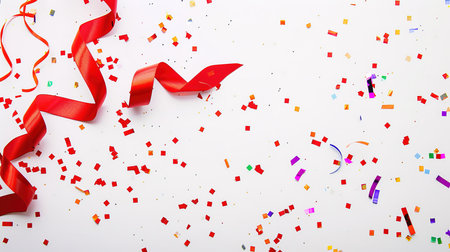 Grand opening card design with red ribbon and colorful confetti on white background,, a photograph, bright photo, raw, natural color, vibrant, 16k, real photo, clean, natural shadow, ultra detailed photo, camera professional photography, good composition, Canon EOS R5, f/5.6, --ar 16:9 --style raw --stylize 50 Job ID: 6eb7fd38-33c5-45eb-ab70-fb8aa386b4d1の素材
