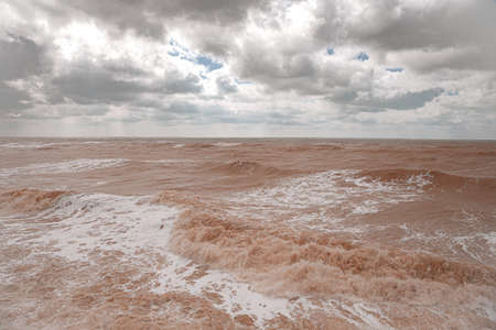 Storm on the Sea, Thunder Clouds Break Through Beams, In the Distance Horizon Line