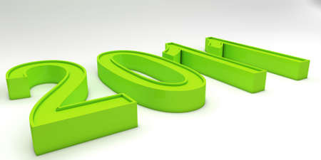 A green new year concept isolated on whiteの写真素材