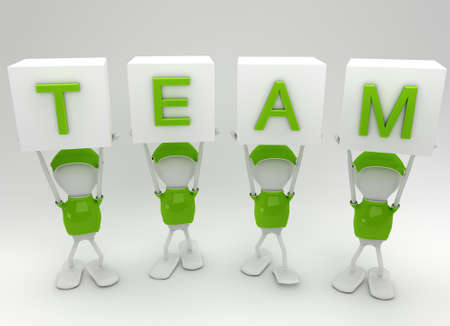 Team players working together side by sideの写真素材