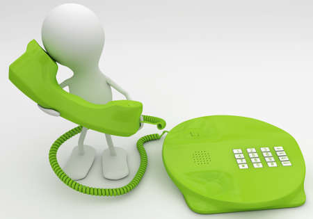 Talking on the phone. 3d render concept in greenの写真素材