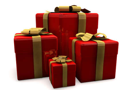 3D rendered holiday gifts isolated on white. Celebrations concepts.の写真素材