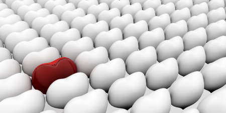 A heart standing out from the crowd. 3D love concepts.の写真素材