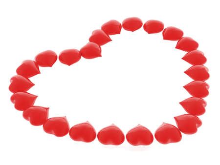 Shiny red Valentine hearts. 3D Celebrations conceptの写真素材