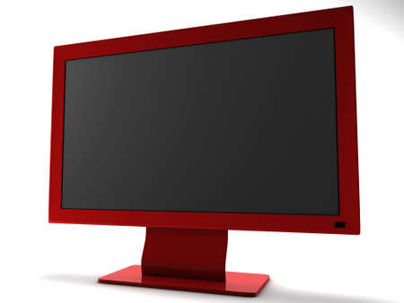 A 3d render of a red TV isolated on white.の写真素材