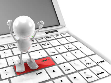 Man happy to enter an Internet deal. 3D render conceptの写真素材