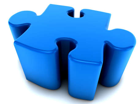 A 3d puzzle piece isolated on whiteの写真素材