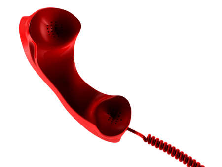 A red telephone isolated on white. 3D render conceptの写真素材