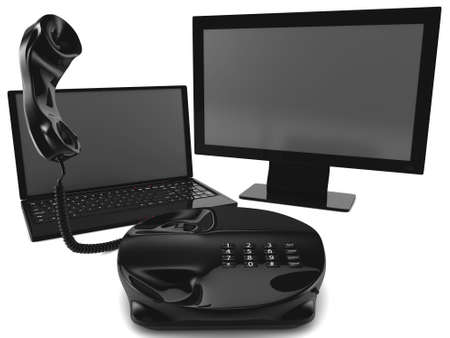 A bundle of telco services isolated on white.の写真素材