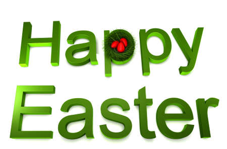 Happy Easter concept isolated on white. 3D renderの写真素材