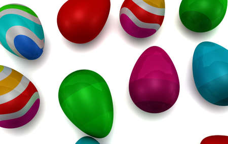 Easter eggs isolated on white. 3D renderの写真素材