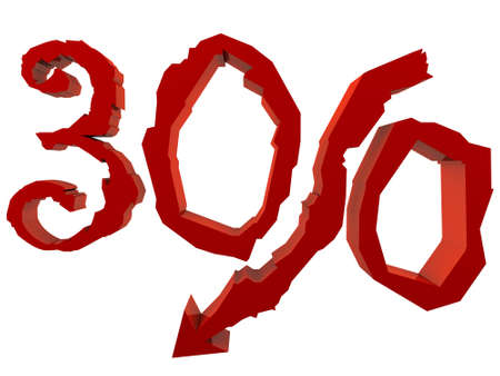 A drop down in percent. Promo discount. Sale. 3D render conceptの写真素材