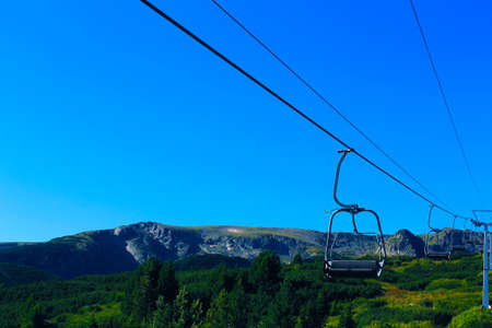 Cabin car in a sunny day in the mountain conceptの写真素材