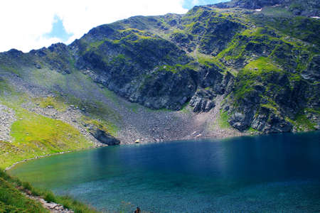 nature seven rila lakes attraction close panoramic view spring seasonの写真素材