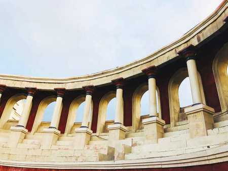 Ivory wine red panoramic building of an old roman theaterの写真素材