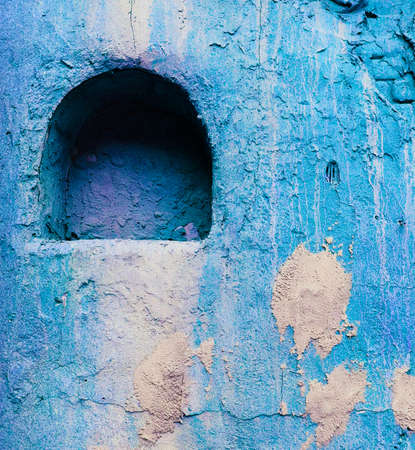 old style wall decor niche deep blue colored vibrantの写真素材