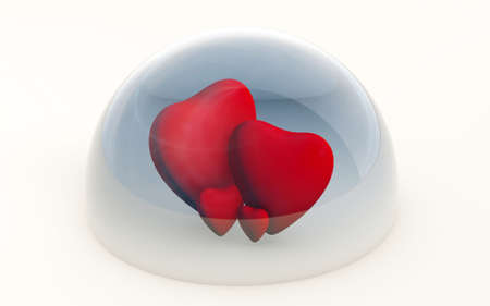 3d rendering of a metaphor for a family protected under a glass domeの写真素材