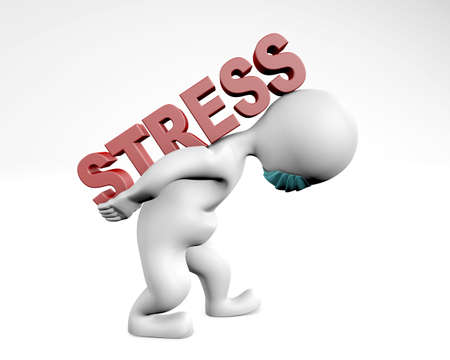 Man with mask holding burden of stress 3d rendering isolated on whiteの写真素材