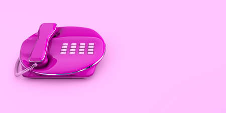Fixed Phone close-up pink color contacted 3d concept 3d rendering isolated designの写真素材