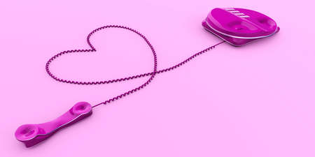 Fixed Phone and Receiver Concept Connection In Love 3d rendering isolated designの写真素材