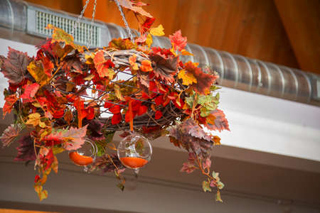 abstract autumn composition with transparent spheresの写真素材