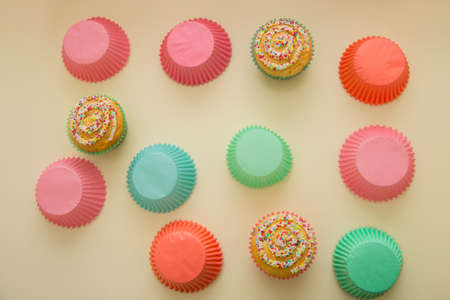 view of Christmas muffins with small balls of sugar-8.jpgの写真素材