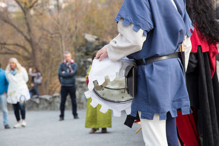 medieval reenactment party with background