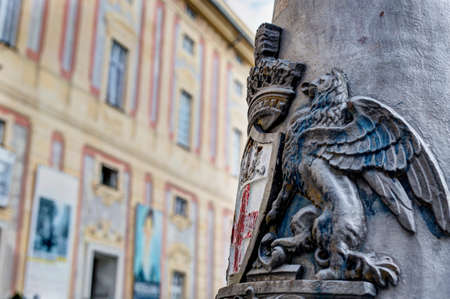 particular symbol of the city of Genoa on the wrought iron street lamp 2の写真素材