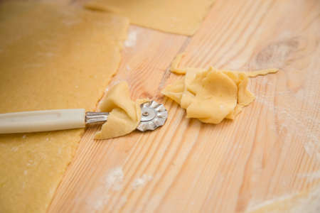 closeup of utensil for cutting fresh pastaの写真素材