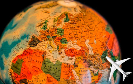 image of globe shot on the northern hemisphere with africa europe asia on black background 2の写真素材