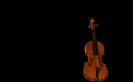 image of a violin photographed frontally with a black background