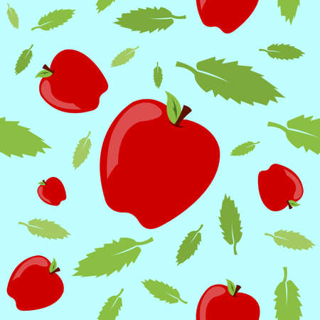 A seamless pattern built from apples and leaves with a bright springtime vibe.のイラスト素材