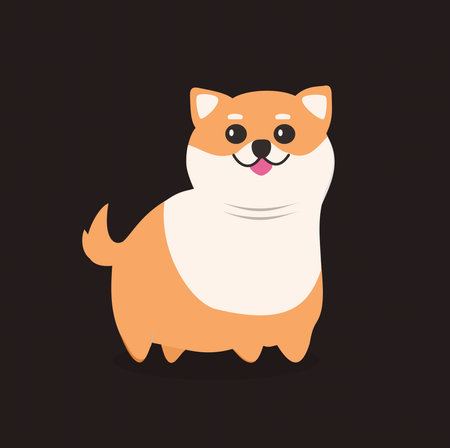 Cute cartoon dog. Vector illustration. Isolated on black background.のイラスト素材