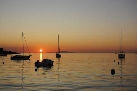 croatian sunset - marina on Pag Islandの写真素材