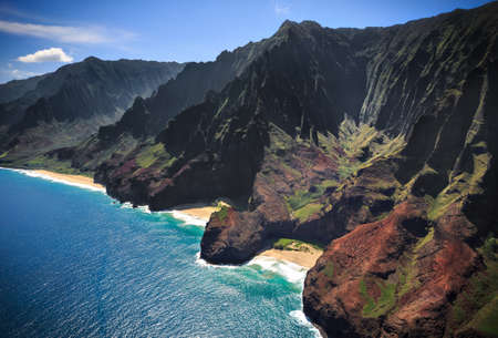 Aerial View of the remote Na Pali Coastlineの写真素材