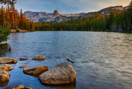 Lake Mamie near Mammoth Lakes at sunrise in the California Eastern Sierra Mountians の写真素材