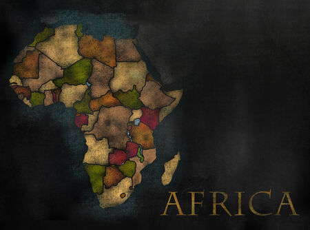 African Continent map in colorful chalkboard style with Countiesの写真素材